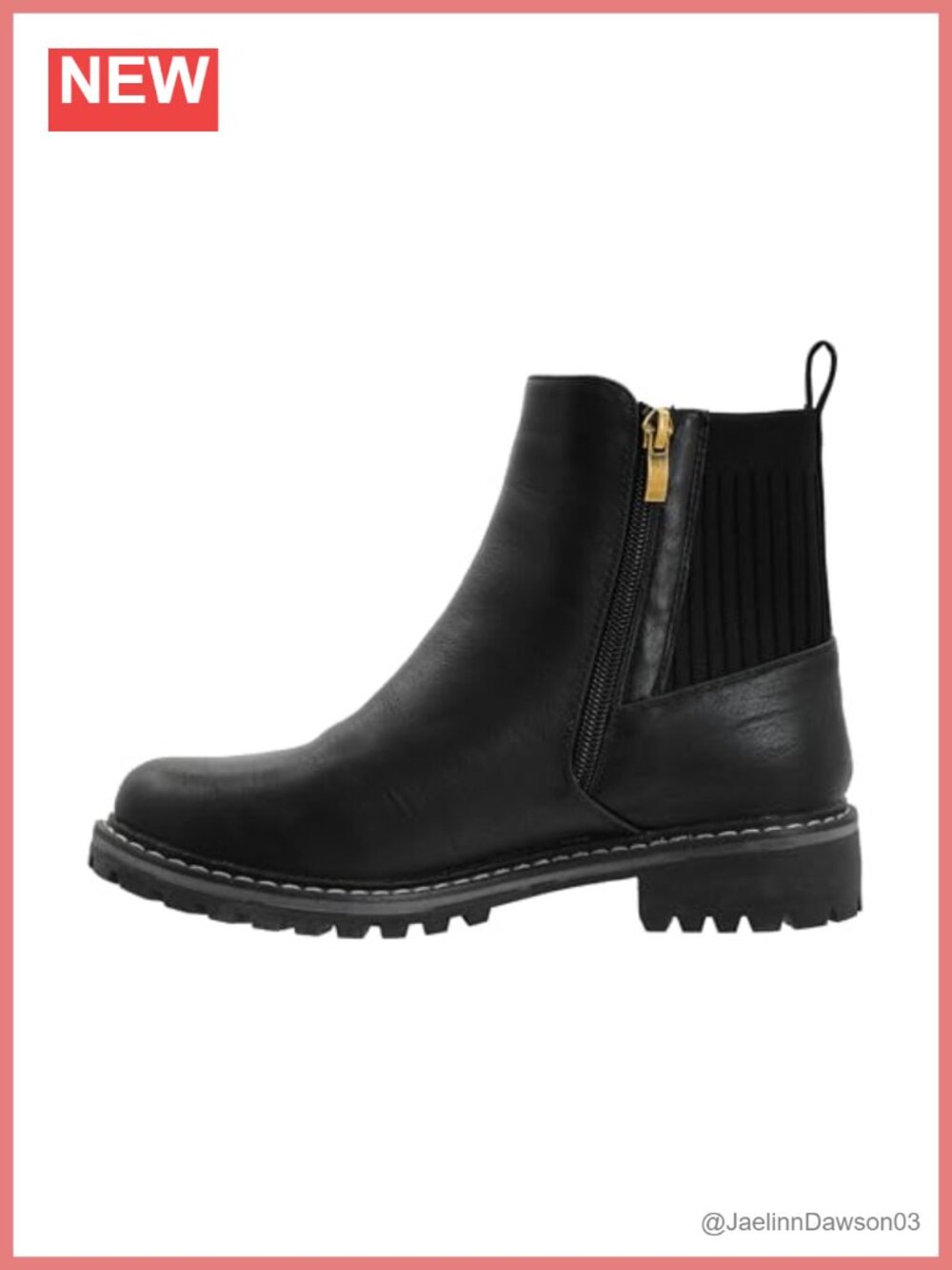 Womens Chelsea Ankle Boots Double Side Zipper Lug Sole Cushioned Insole